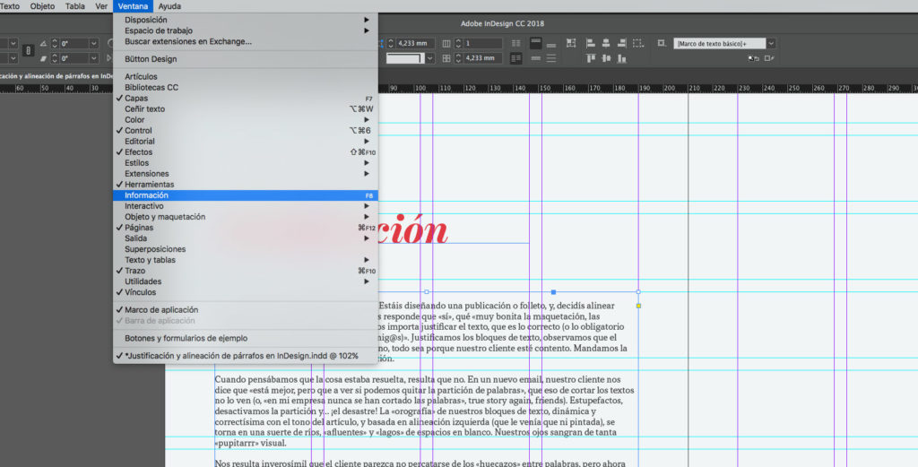Justificación y alineación de párrafos en InDesign | Rayitas Azules ...