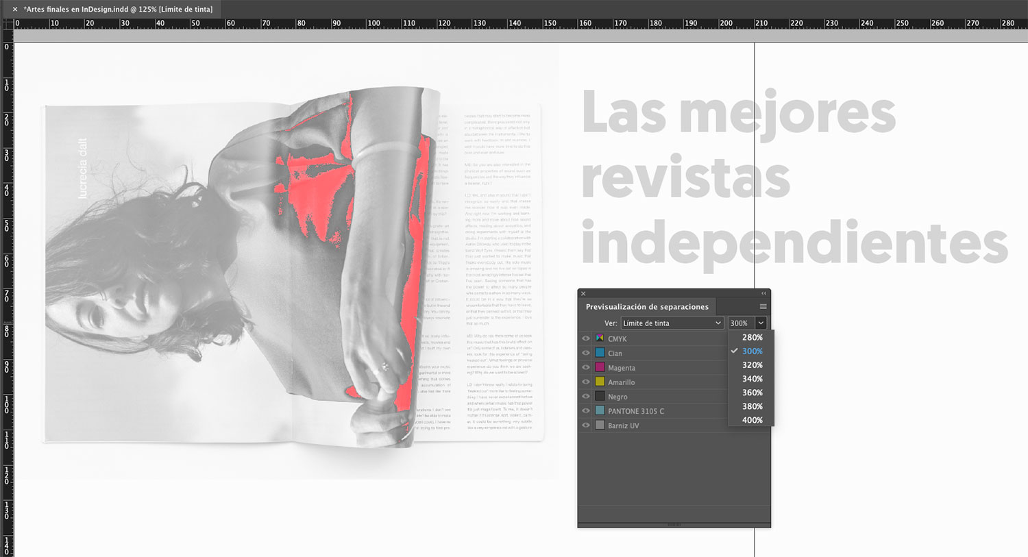 Artes finales en Adobe InDesign. Límite de tinta