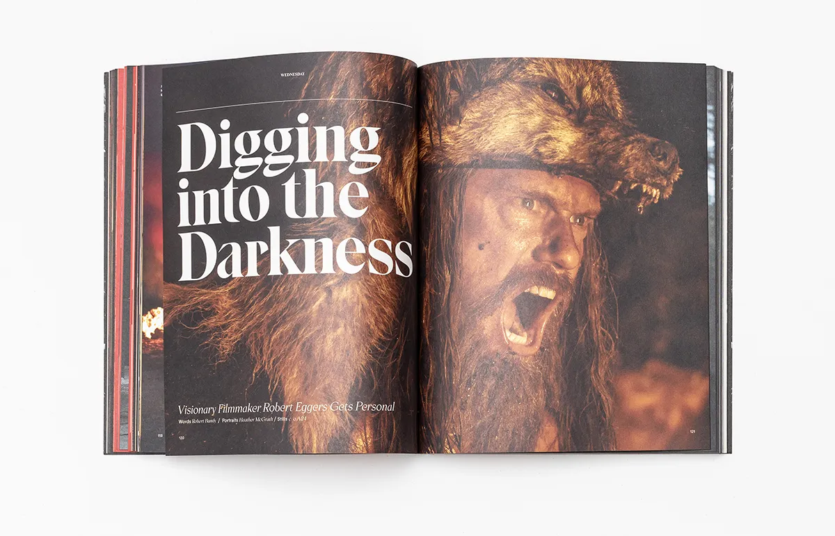 Revista Wednesday USA, pliegos interiores con Robert Eggers