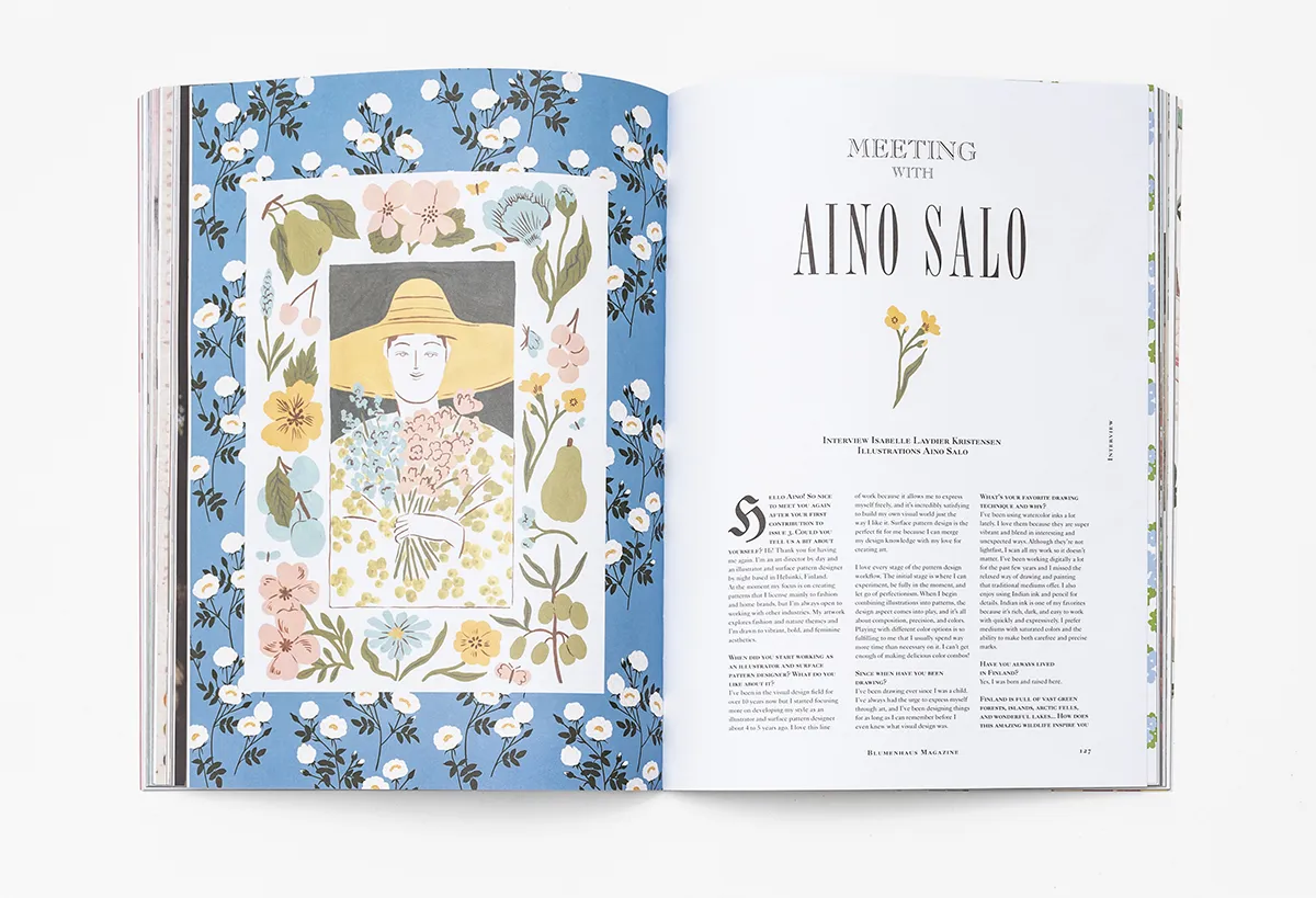 Revista Blumenhaus Francia, pliegos interiores con ilustraciones