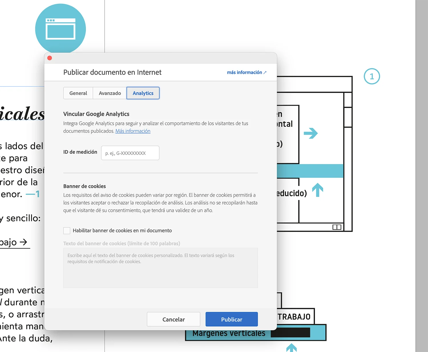 Novedades actualización InDesign CC 2024. Publish online con Google analytics y contraseña, búsqueda de texto